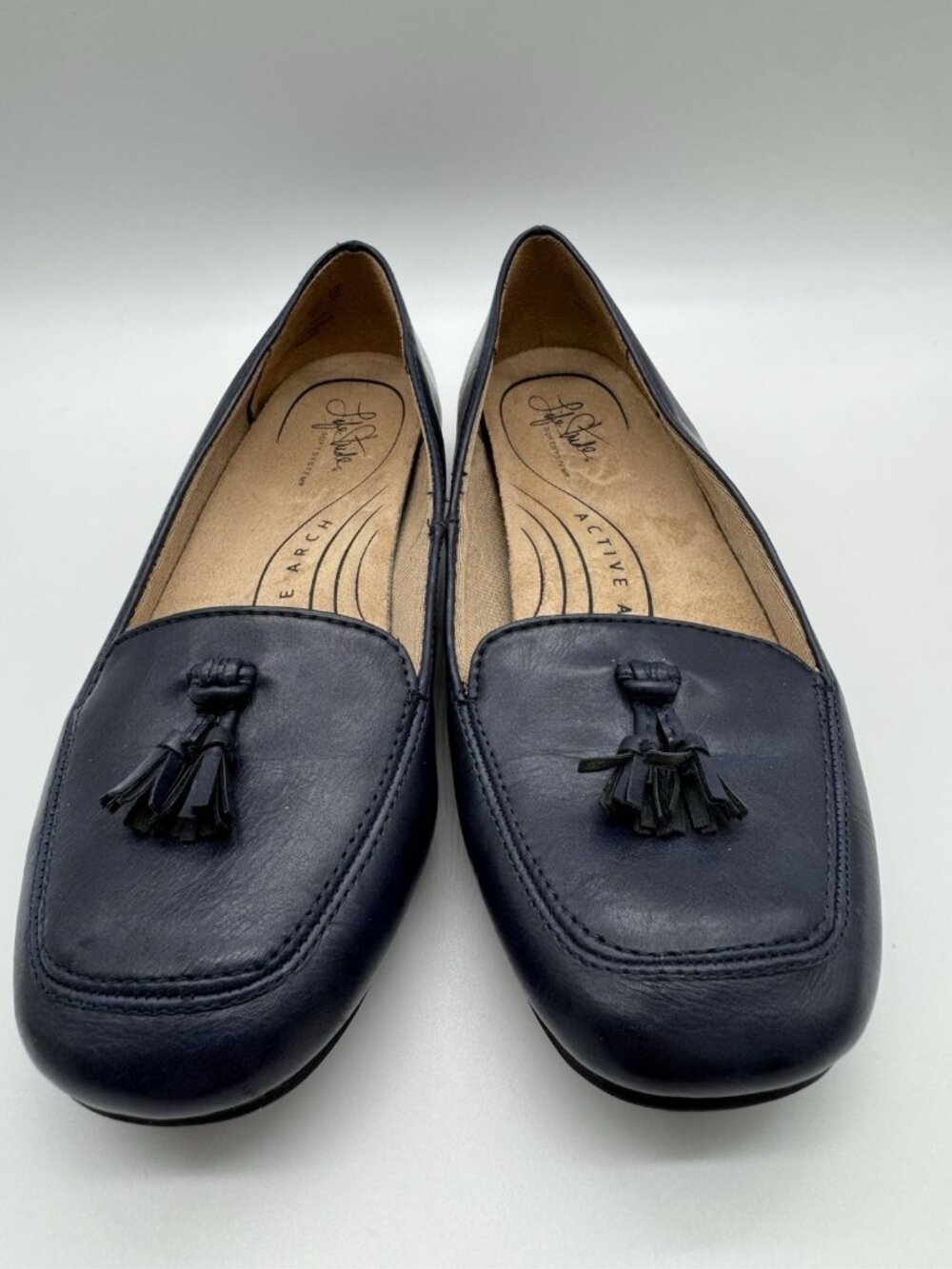 Life Stride Soft Style Womens 7 Loafers Active Arch Tassel Navy Blue Comfort - Picture 2 of 7